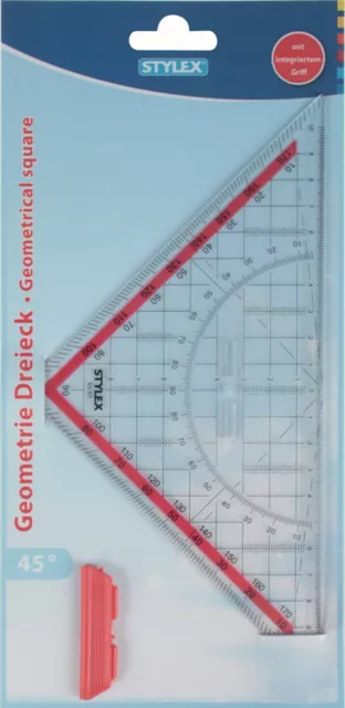 STYLEX Geometrie-Dreieck 22 cm mit Griff Lineal Geodreieck groß