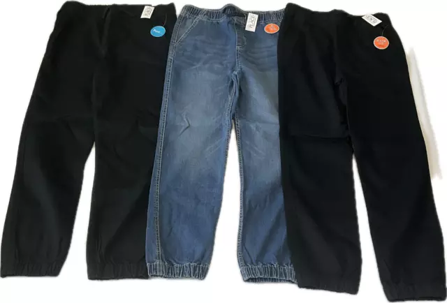 The Childrens Place Jogger Sweat Pants Boys Size 6 Black Blue Stretch 3 Pair