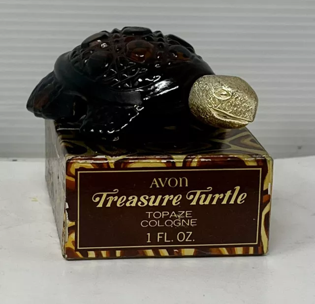 Vintage Avon Treasure Turtle Topaze Cologne 1 oz. in Original box