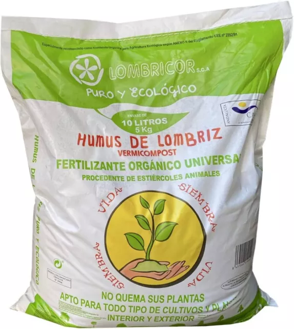 Vermiorganic Humus de Lombriz Ecologico 6KG(10L)Categoría Extra,todo tipo planta