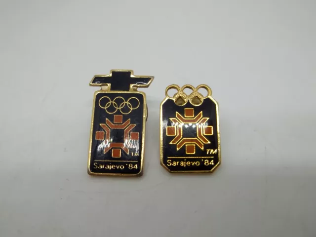 Lot of 2 1984 Olympic Sarajevo Lapel Pin Tie Tack Hat Pin Chevrolet