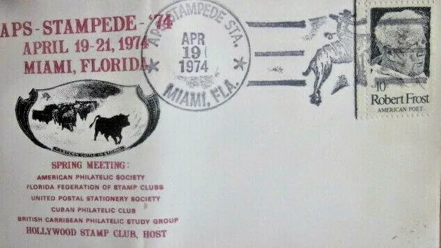 Aps Stampede 1974 Miami Florida Show Cover Cattle In Storm Cachet Cover
