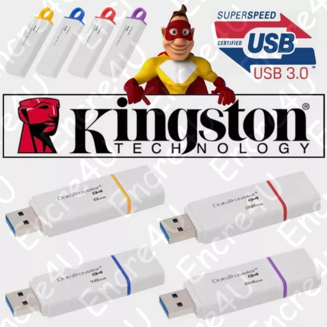 Clé USB 3.0 KINGSTON : 4 8 16 32 64 Go Gb Giga DataTraveler G4 ( avec capuchon )