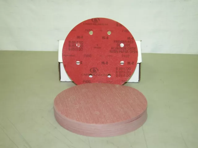 Carborundum 19380 8" 8-Hole 400 Grit Prem. Red Stick On Aluminum Oxide Discs