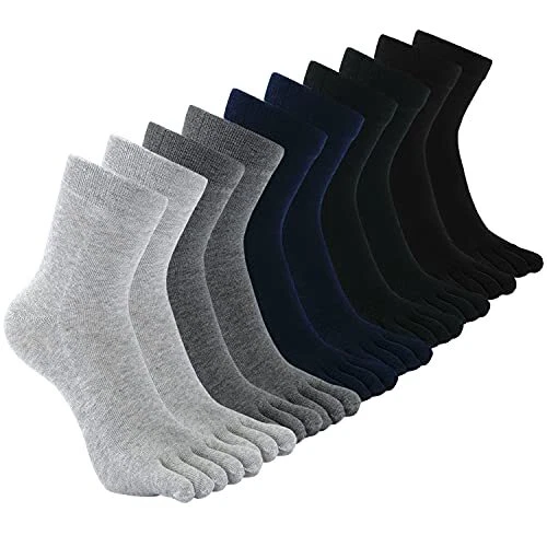 Mens Toe Socks Cotton Athletic Running Five Finger 9-12 Black&grey-m-5 Pairs02