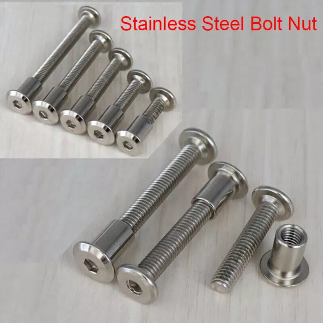 Stainless Steel M6 M8 Allen Hex Nut Bolt Flat Sleeve Nuts Round Head Furniture