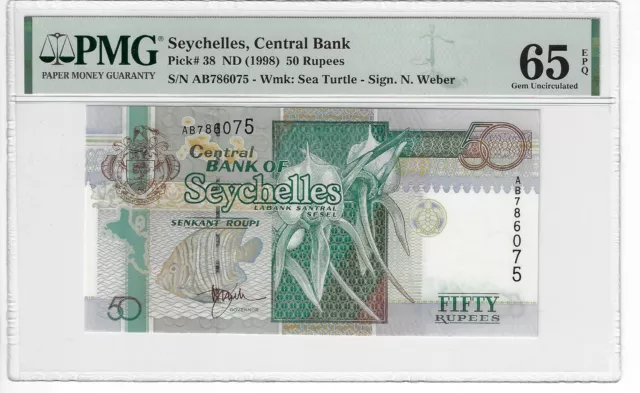 Seychelles 50 Rupees 1998 Unc PMG 65 pn 38, Banknote24