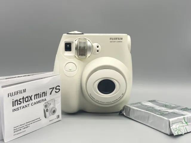 Film Tested Fujifilm Instax Mini 7S (White) Instant Film Camera w/ 1 film pack