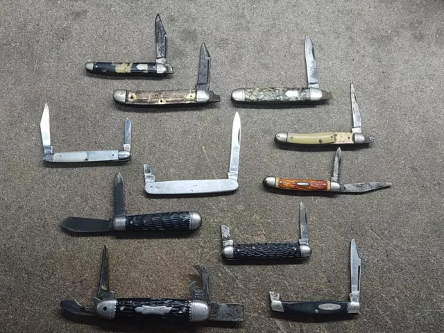 Lot of 11 Broken Pocket Knives for Repair or use for Parts, Buck, Kamp-King, etc