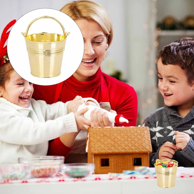 Secchio scatola caramelle fioriera zincata piccoli secchi di latta metallo dorato