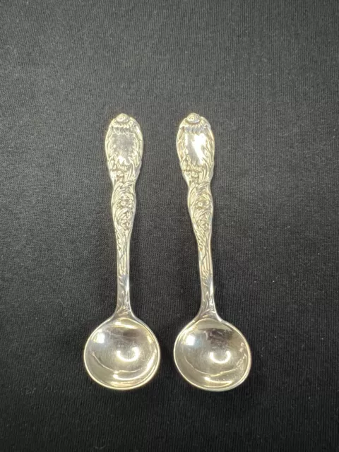 Chrysanthemum by Tiffany & Co. RARE Sterling Silver 2 Master Salt Spoons 3 1/2"