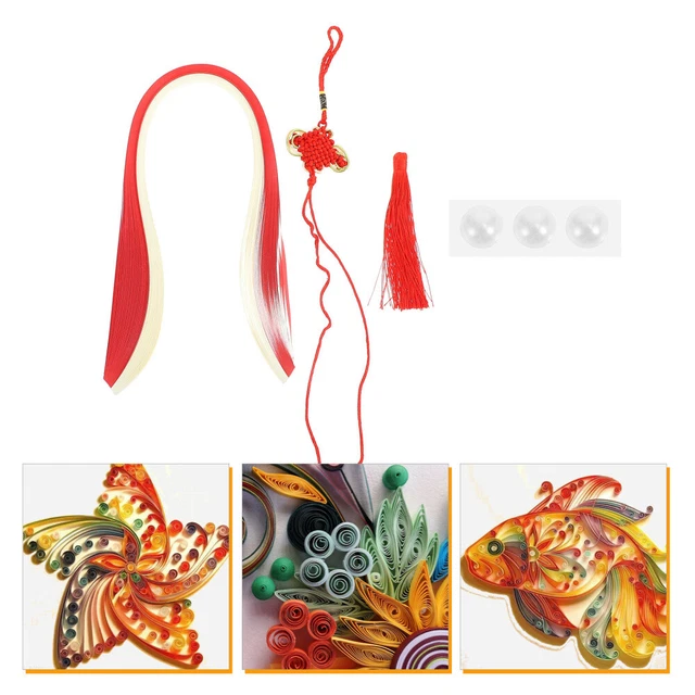 2 juegos Paper Quilling Strip Quilling Paper set con nudo chino y