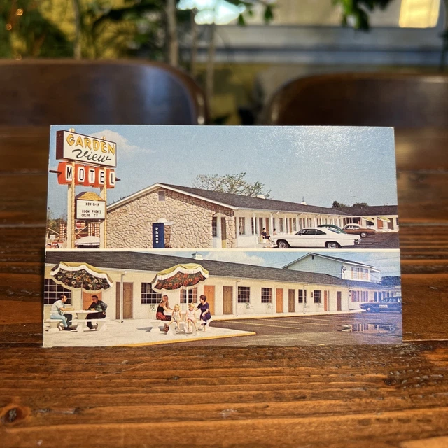 Garden View Motel Tampa Florida FL Dual View Unposted Postcard