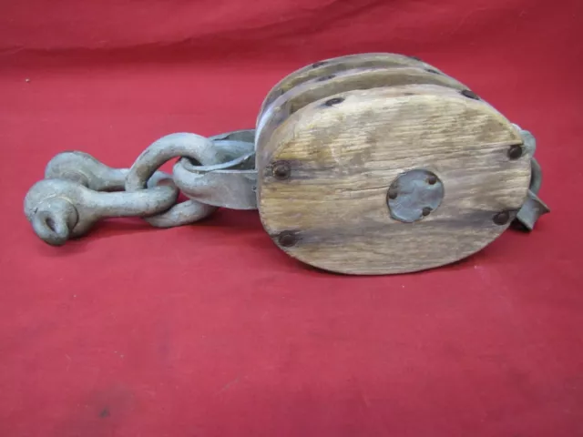 Large Vintage BOSTON & LOCKPORT BLOCK CO Block and Tackle Pulley