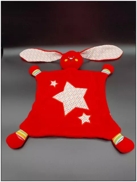 Doudou plat Lapin Rouge Étoiles  - Auchan