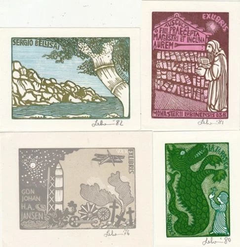 8 Exlibris Bookplate Hochdrucke Mariaelisa Leborini 1934 Konvolut Lot Wiese