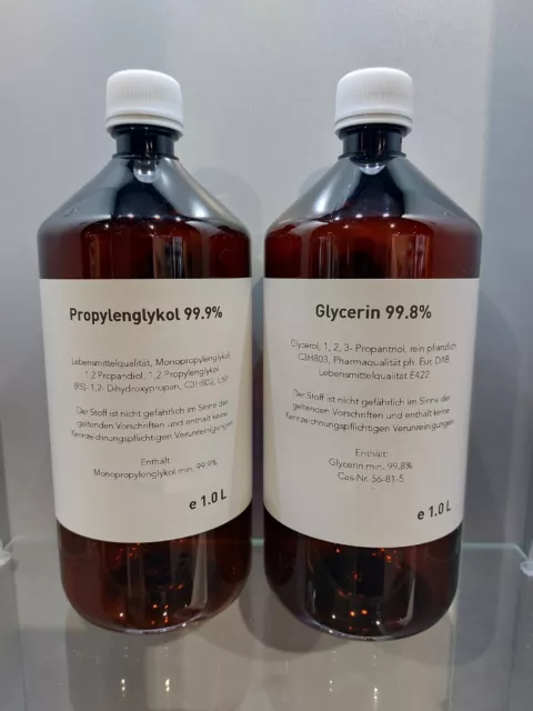 Basis Glycerin 1 Liter + Propylenglykol 1 Liter PG/VG 99,9% Base Lebensm. Qual.