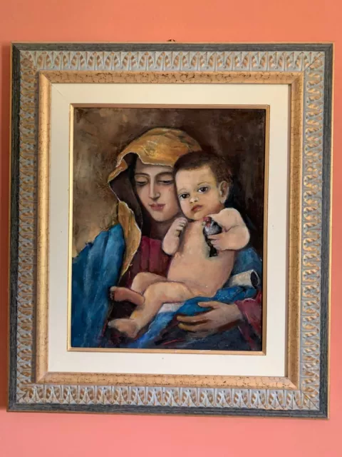 Quadro MADONNA DEL GARDELLINO 40x50cm olio su tela Copia d'autore dipinto a mano