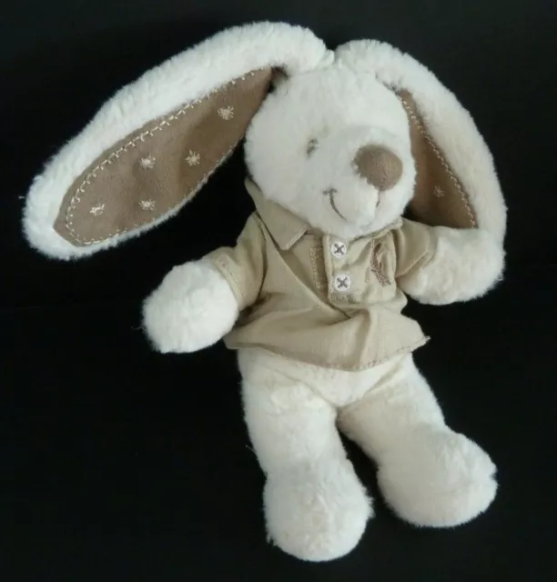 Q9. Doudou Peluche Pommette Lapin Chien Marron Chemisette Beige Blanc - Ttbe