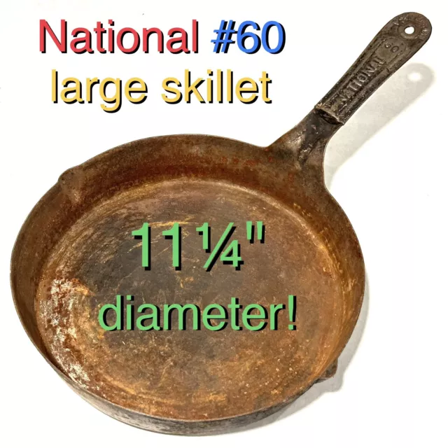 ANTIQUE NATIONAL NO 39 Cold Handle Skillet Tin Steel Cowboy Camping Fry Pan  $42.77 - PicClick