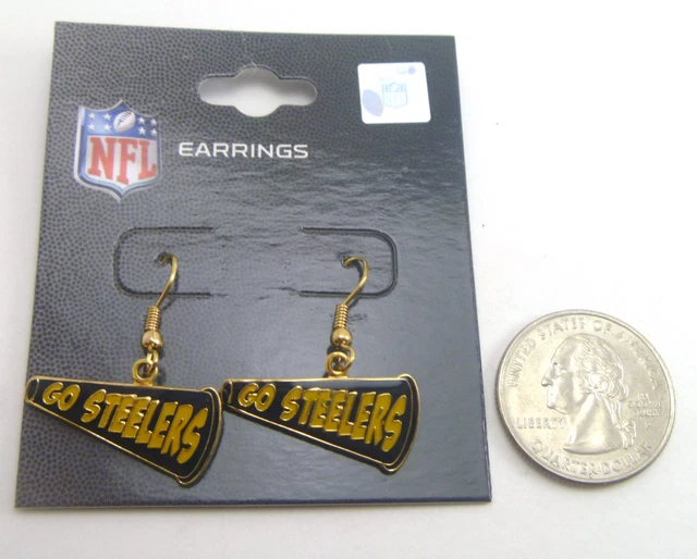 PITTSBURGH STEELERS MEGAPHONE Charm Dangle Gold Earrings NFL Licensed