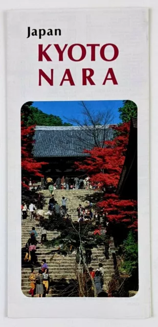 1988 Kyoto Nara Japan Vintage Travel Brochure Lodging Dining Tours Temple Map