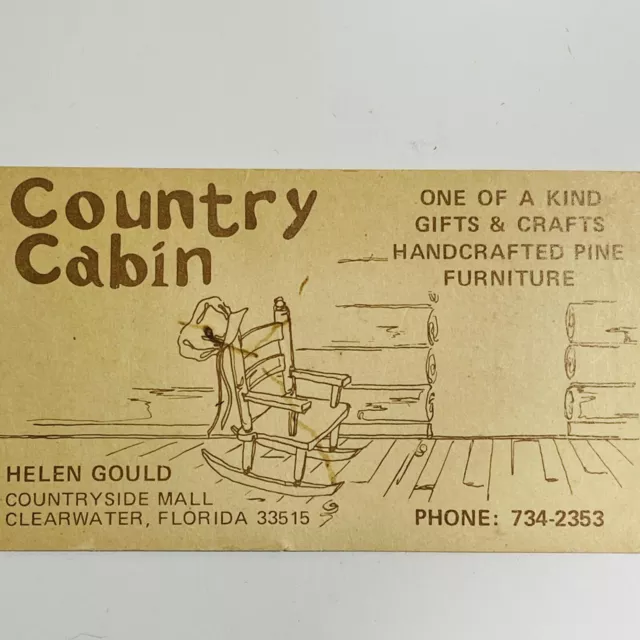 Country Cabin Business Card Department Store Clearwater Florida Vintage