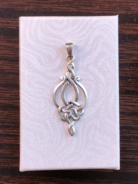 Silver Intertwined Celtic Knot Pendant 925 Sterling Silver 32mm(1.26")/41mm1.61"