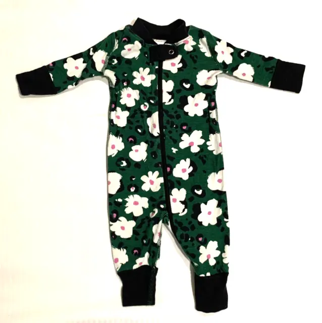 Hanna Andersson 50 cm 0-3 months Pajamas Sleeper Green Black Floral Zip Front