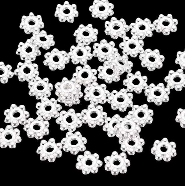 250 x Bright Silver Plated 4mm Daisy/Flower Spacer Bead Make Jewellery FREE POST