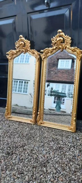 Pair Of Gold Ornate French Regency Trumeau Gilded Mirror's