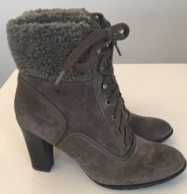 NEW Franco Sarto Women’s Taupe Suede Lace-up Ankle Boots Booties 7.5 M