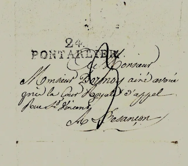 1816 Lettera Timbro Postale Pontarlier, Besançon Dormoz Jouffroy Vedova Rochat