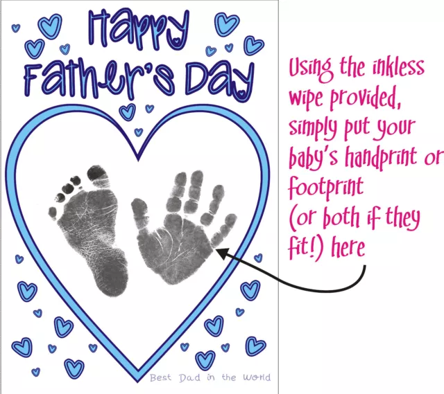 New Make your own Fathers Day Card YOUR Baby Son Daughter Hand prints Footprints