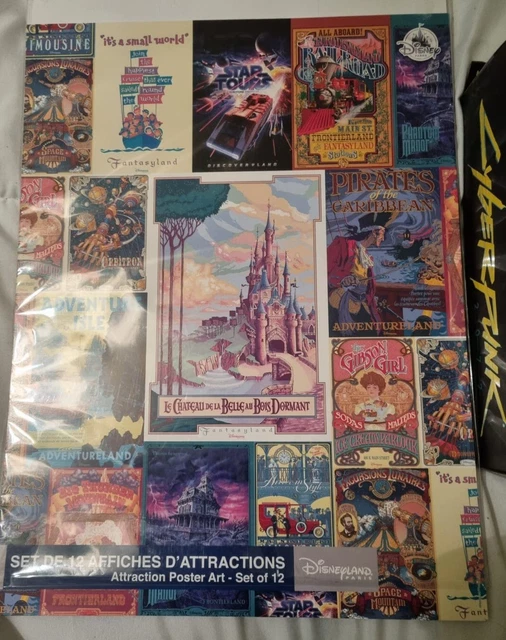12 X DISNEYLAND Paris Attraction Posters Wall Art Ride Signs Genuine