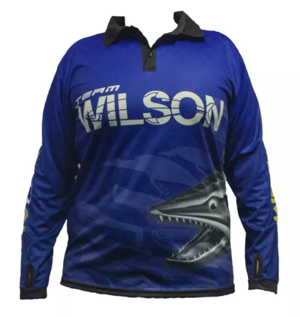 TEAM WILSON NAVY Tournament Long Sleeve Fishing Shirt with Collar - UPF50+  $59.95 - PicClick AU