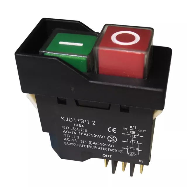 KJD17B/1-2 Wasserdichter Elektromagnetischer Drucktastschalter für Säge 6Pin 15A