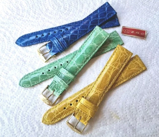 Bracelet De Montre Vintage ZRC En Cuir De Lézard Véritable - Largeur 14mm - Fait Main En France