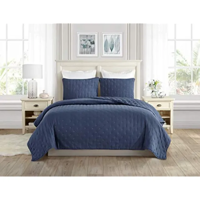 Juego de cama Swift Home Premium colección 3 piezas doble, azul marino N16566