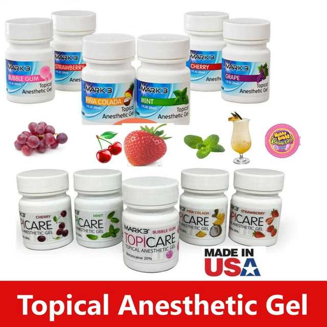 Mark3 Assorted Dental Topical Anesthetic Gel 20%Benzocaine 1oz Jar, Exp. 9/2024