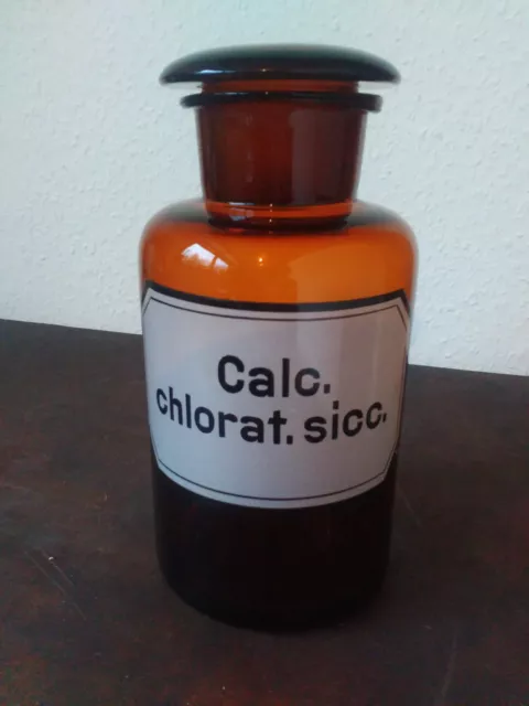 Apothekerflasche;Calc.chlorat.sicc..; 1 ltr.;braunglas;geschl. Stöpsel;Loft;Deco