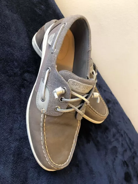 Sperry Top Sider Gray Suede /Metallic Leather Boat Shoes Women's 10M NWOT