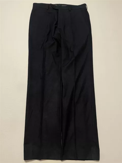 Armani Collezioni 32 x 32 Black Soft Poly Flannel Straight Flat Front Trousers