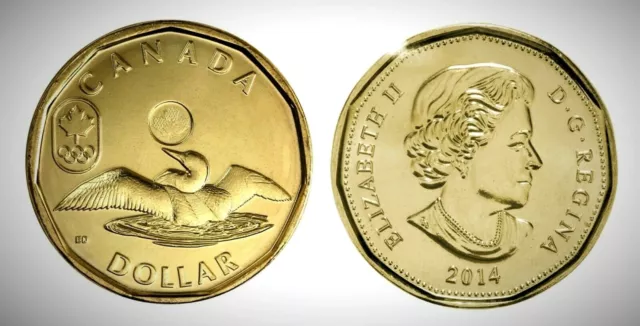 Canada 2014 Olympic Lucky BU UNC Uncirculated Loonie!!