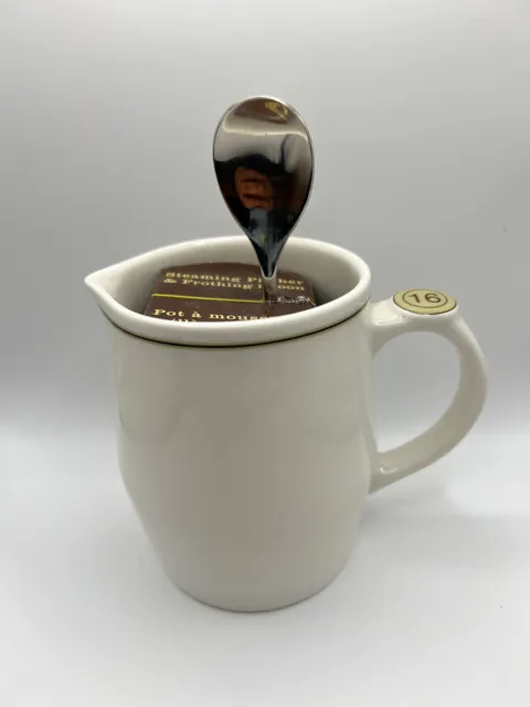 Starbucks 2008 16 oz Steaming Pitcher And Frothing Spoon NWT