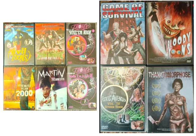 Lot 10 DVD Horreur Gore Troma Uncut Movies Crocofilms Série Z Exploitation Bis