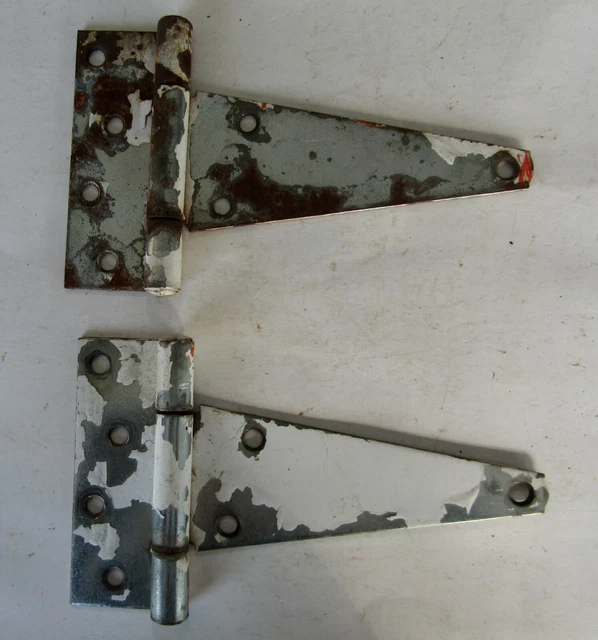 Lot of 2 Vintage Metal Barn Door T-Strap Hinges Rustic Primitive Barn Fresh