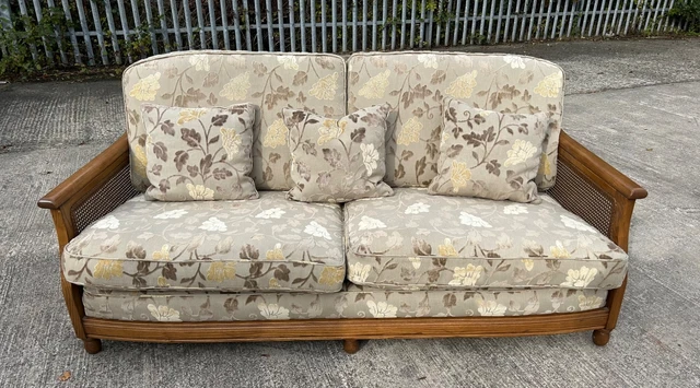 Ercol Golden Dawn Bergere 3 Seater Sofa Chenille Modern Original Fabric Superb