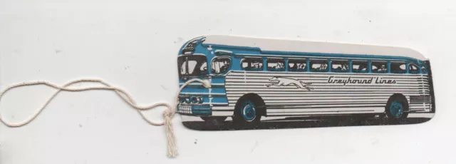 Vintage Die Cut Bus Advertising Tag for Greyhound Lines