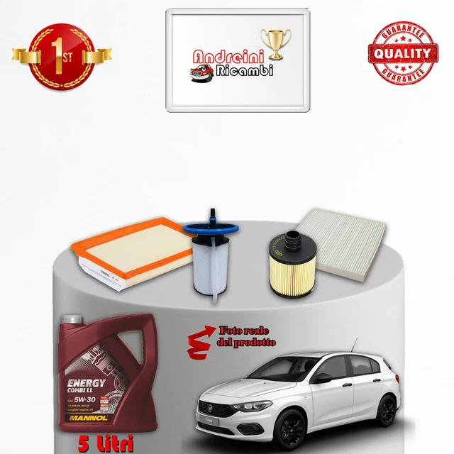 KIT TAGLIANDO 4 FILTRI OLIO 0W20 PER FIAT TIPO 1.3 D MULTIJET 11/2015 - Foto 2